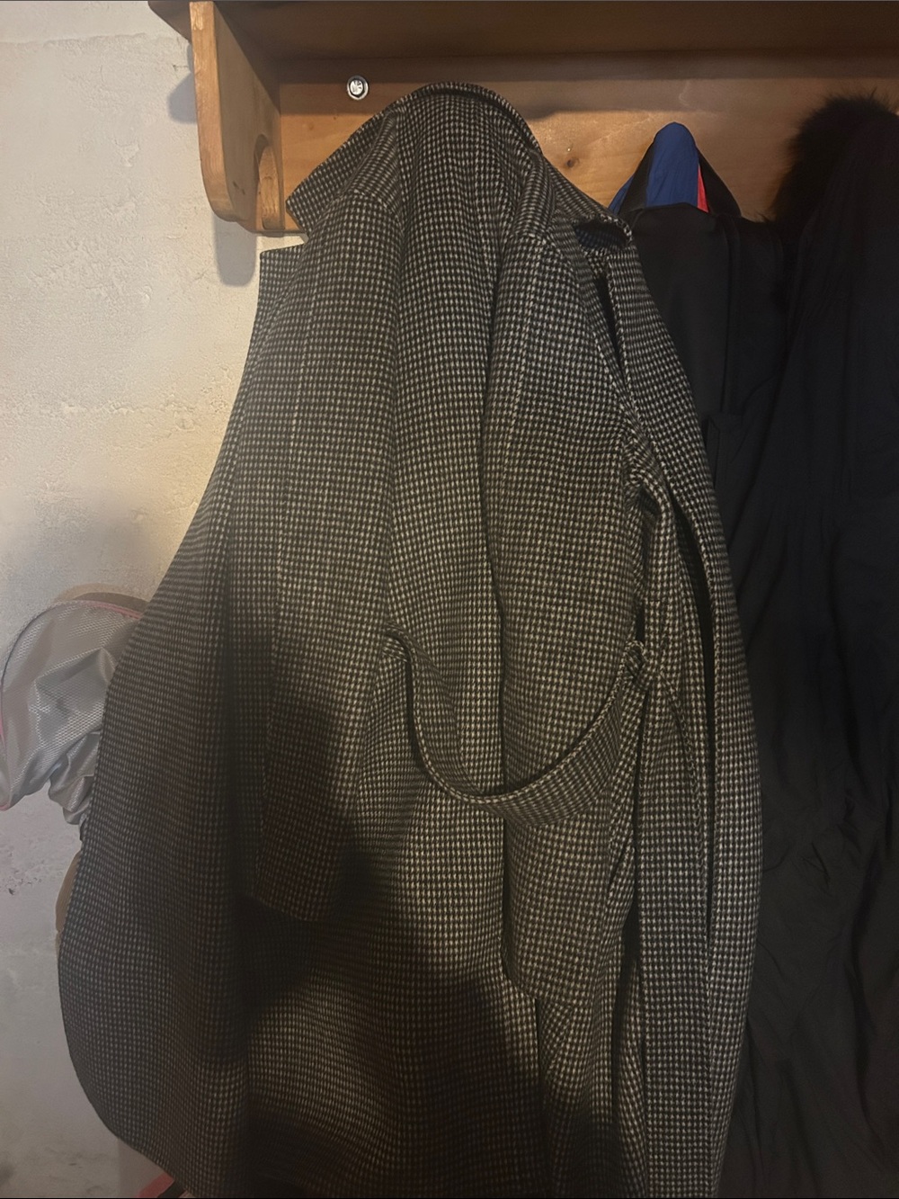 Banana Republic Black and White Houndstooth Trench Coat